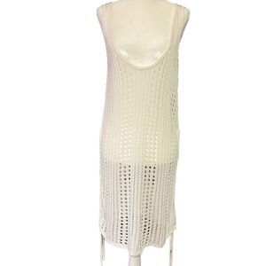 Blooming Jelly Cover Up Womens Small White Knit Crochet Beach Swimwear‎ Dress